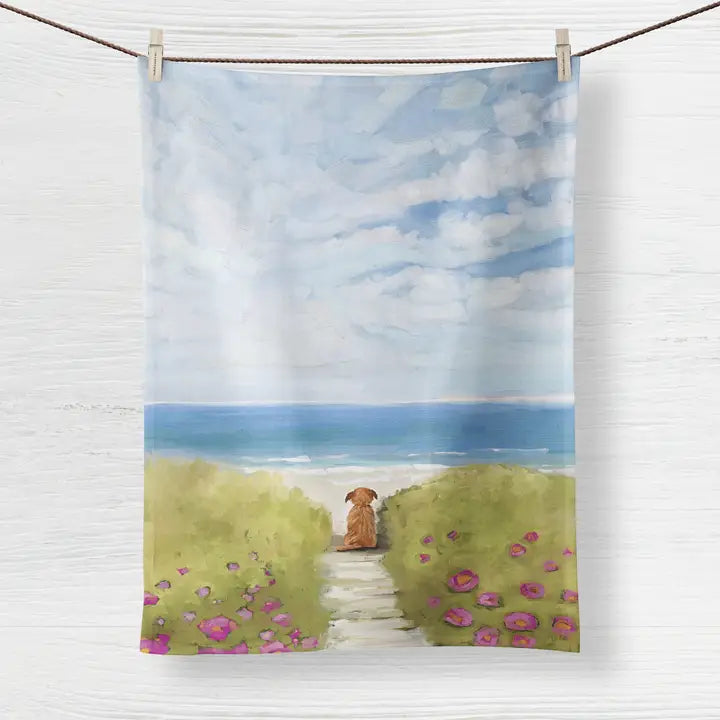 A Quiet Day At the Beach Tea Towel - Zinnias Gift Boutique