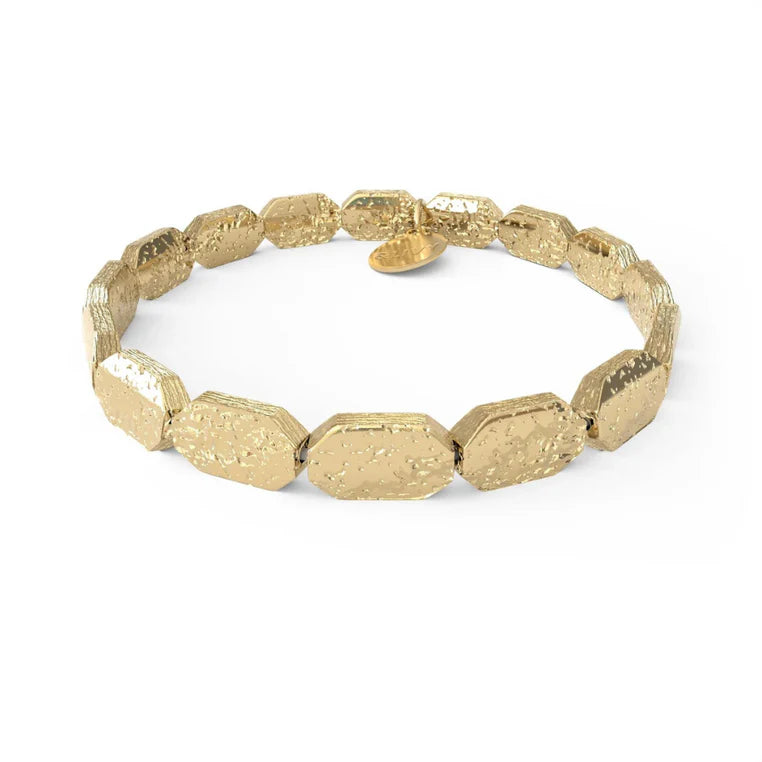 Rectangular Hammered Stretch Bracelet - Zinnias Gift Boutique