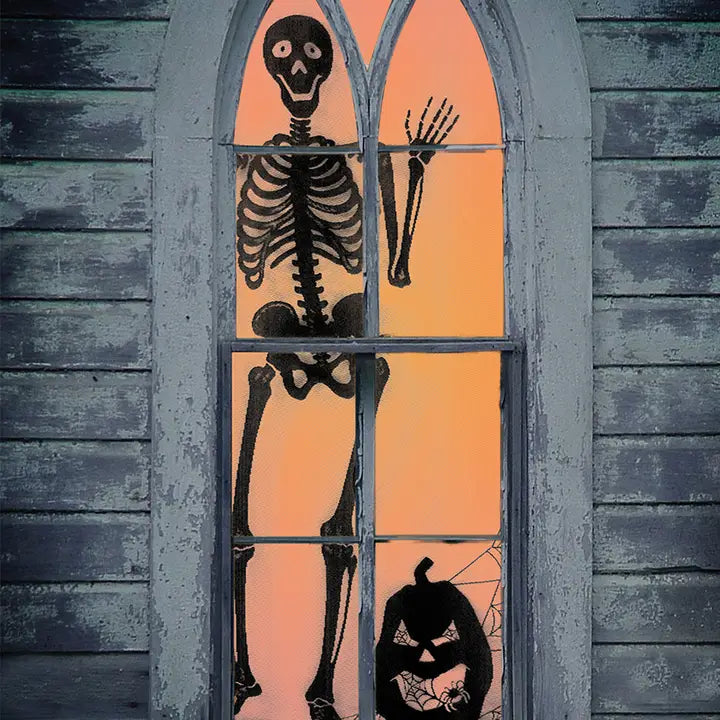 Bones Skeleton Spider Web Halloween Scenic Panel Black - Zinnias Gift Boutique