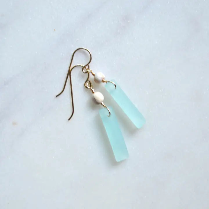 Mini Frosted Glass Rectangle Earrings - Zinnias Gift Boutique