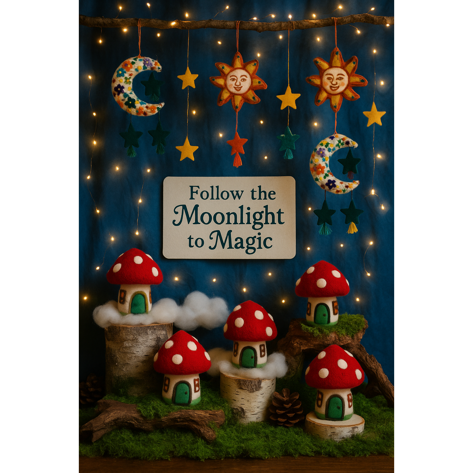 Celestial sun Felt Charm Pure Wool Home Ornament - Zinnias Gift Boutique