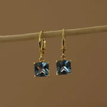 Square Birthstone Huggies - Zinnias Gift Boutique