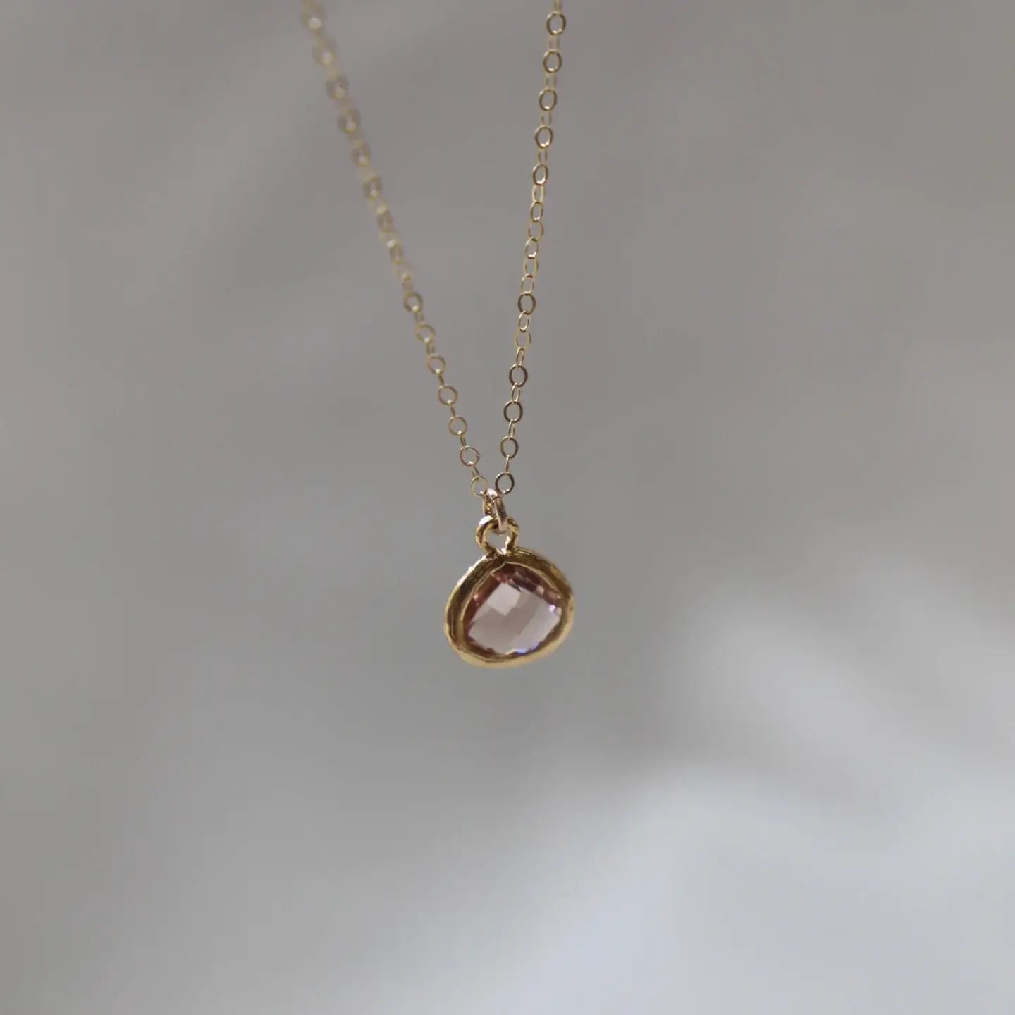 Petite Champagne Bezel Necklace - Zinnias Gift Boutique