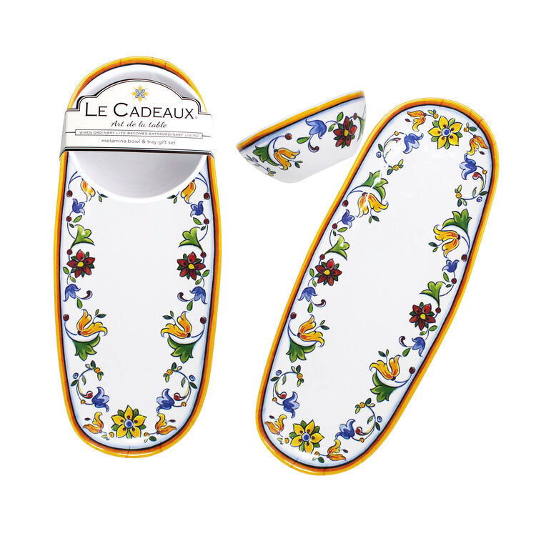 Melamine Bowl &amp; Tray Gift Set Capri - Zinnias Gift Boutique