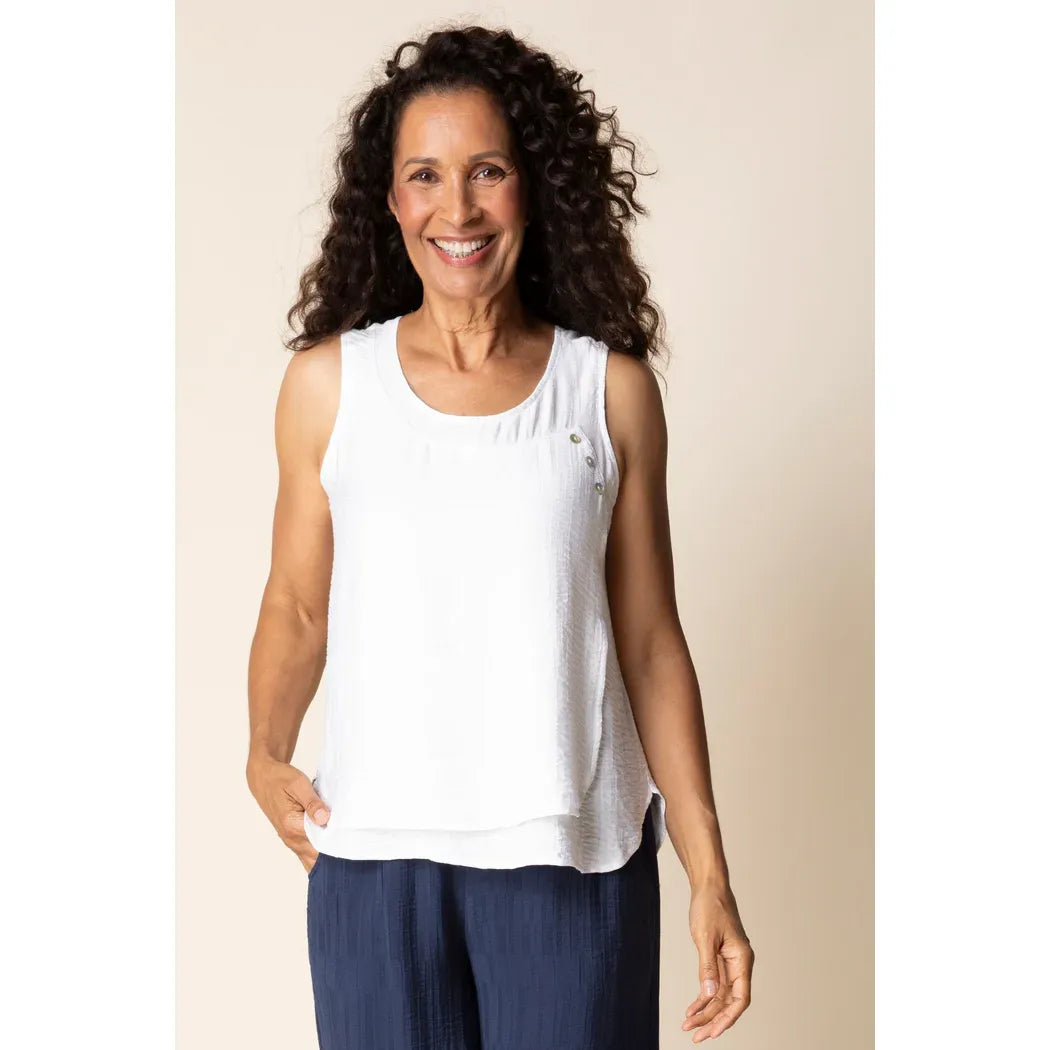Whisper Jacquard Button Tank - Zinnias Gift Boutique