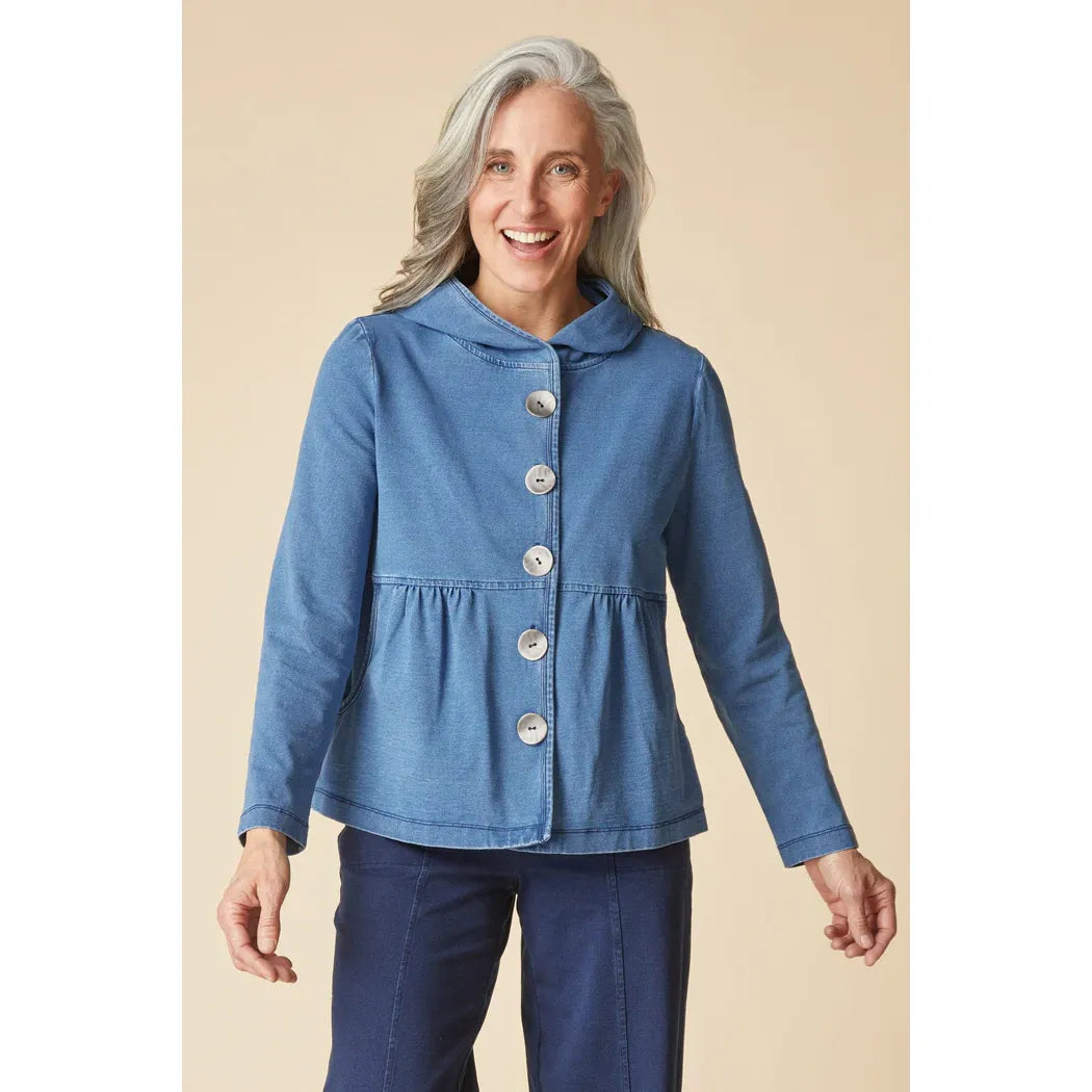 Stonewash Shirred Hoodie - Zinnias Gift Boutique