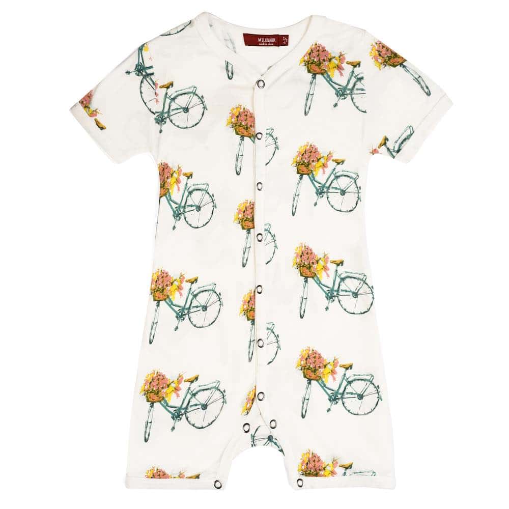 Floral Bicycle Bamboo Shortall - Zinnias Gift Boutique