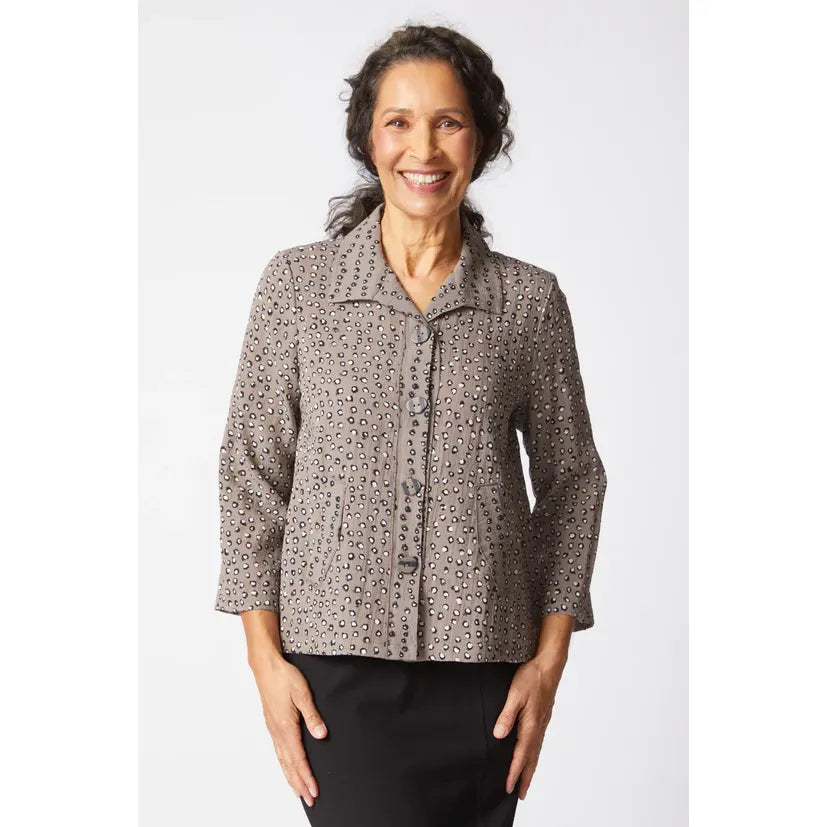 Organic Dot Pleat Back Jacket - Truffle - Zinnias Gift Boutique