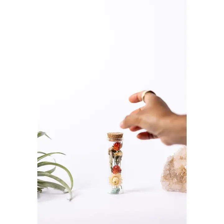 Dried Floral Herbarium Earth Vessel Amazonite - Zinnias Gift Boutique