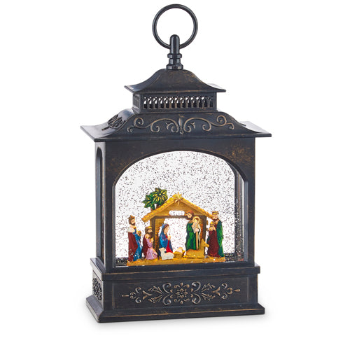11" Nativity Lighted Water Lantern - Zinnias Gift Boutique