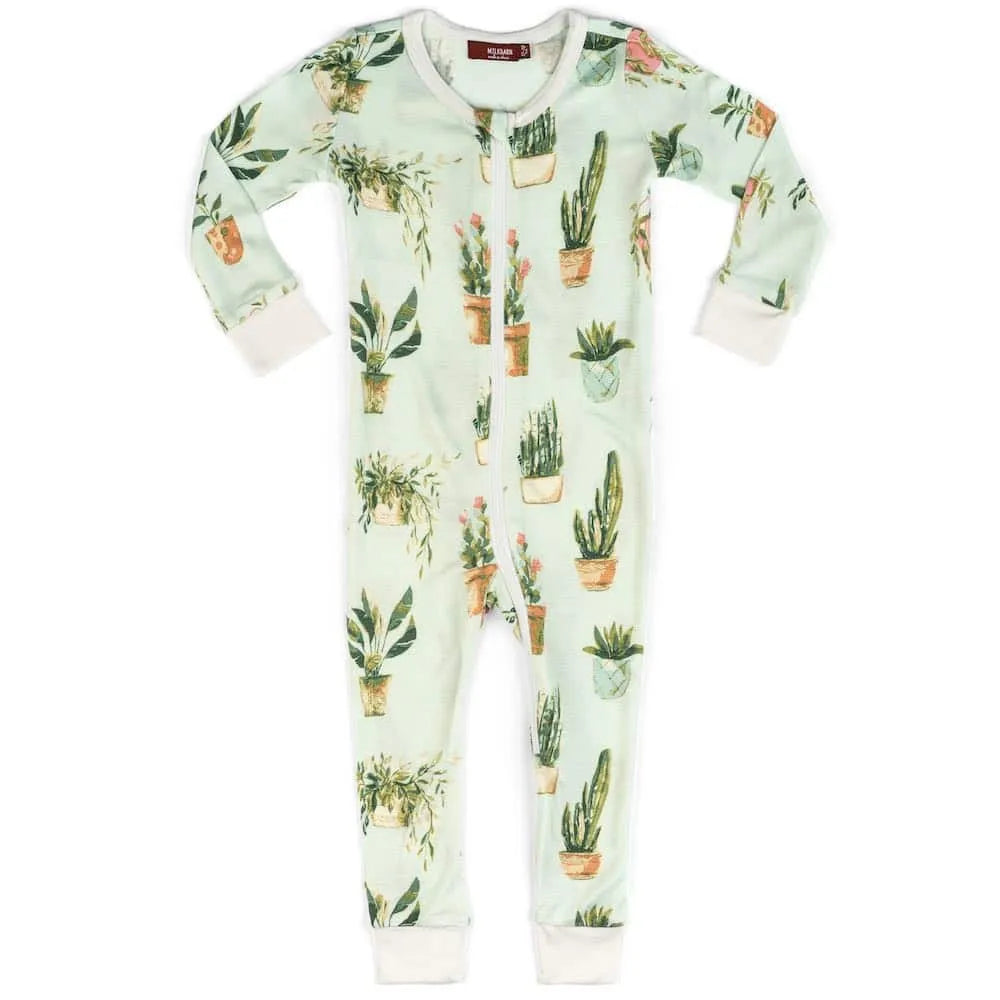 Organic Cotton Zipper Pajama Potted Plants - Zinnias Gift Boutique
