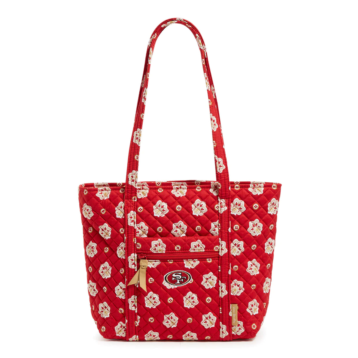 Small Vera Tote: Dk Red/Yellow Bandana with San Francisco 49ers - Zinnias Gift Boutique