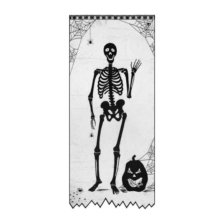 Bones Skeleton Spider Web Halloween Scenic Panel Black - Zinnias Gift Boutique