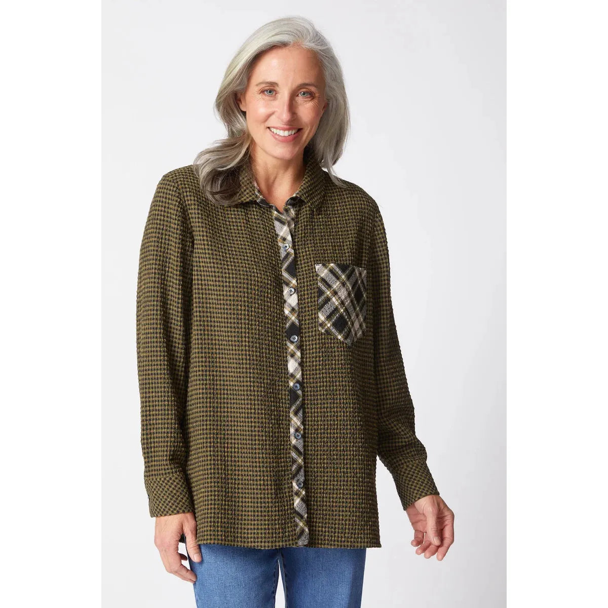 Boyfriend Pocket Shirt - Avocado - Zinnias Gift Boutique