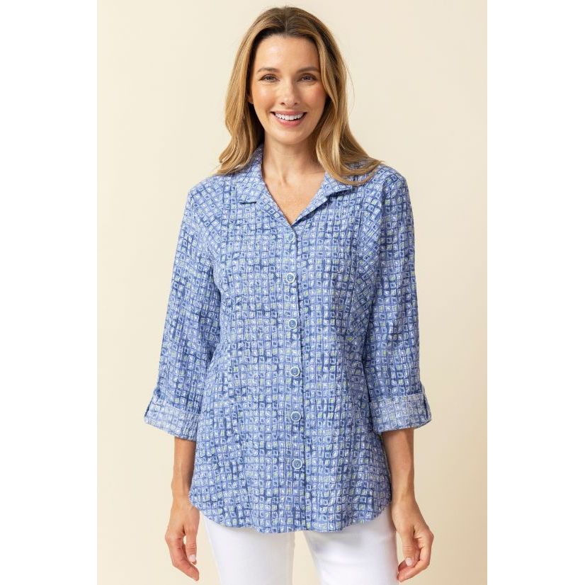 Crinkle Cotton Boardwalk Tunic - Rain - Zinnias Gift Boutique