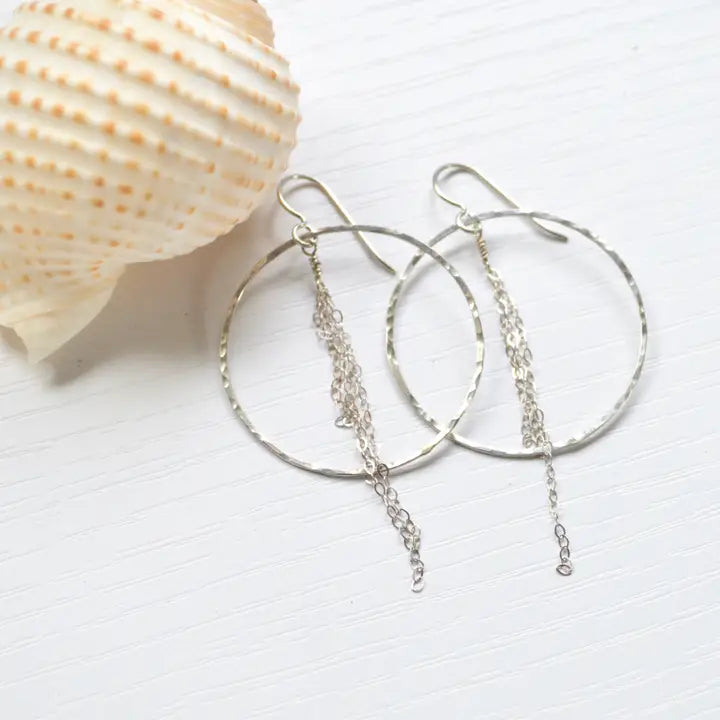 Hammered Hoop w/Chain - Zinnias Gift Boutique