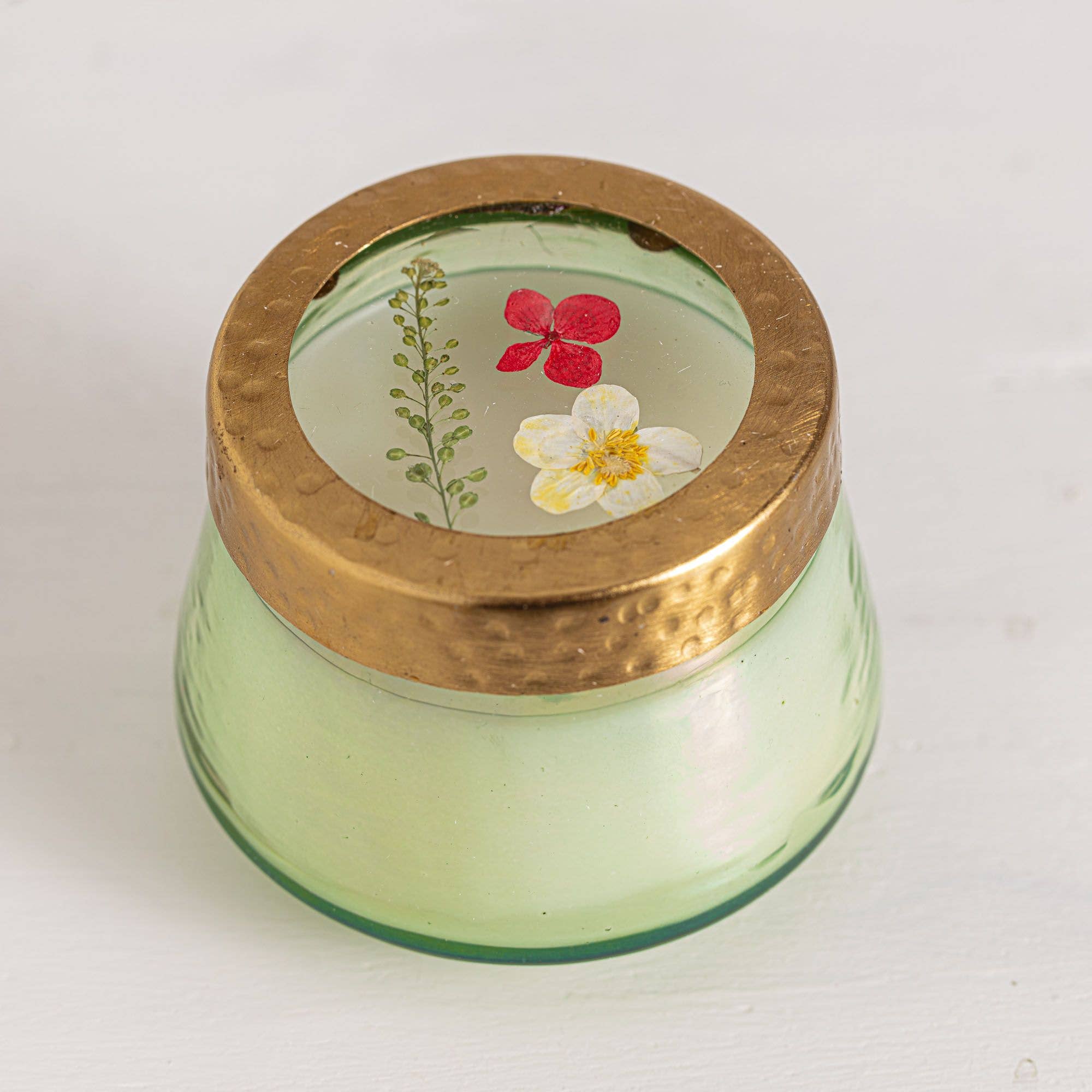Pressed Flora Glass Candle Watercolor - Zinnias Gift Boutique