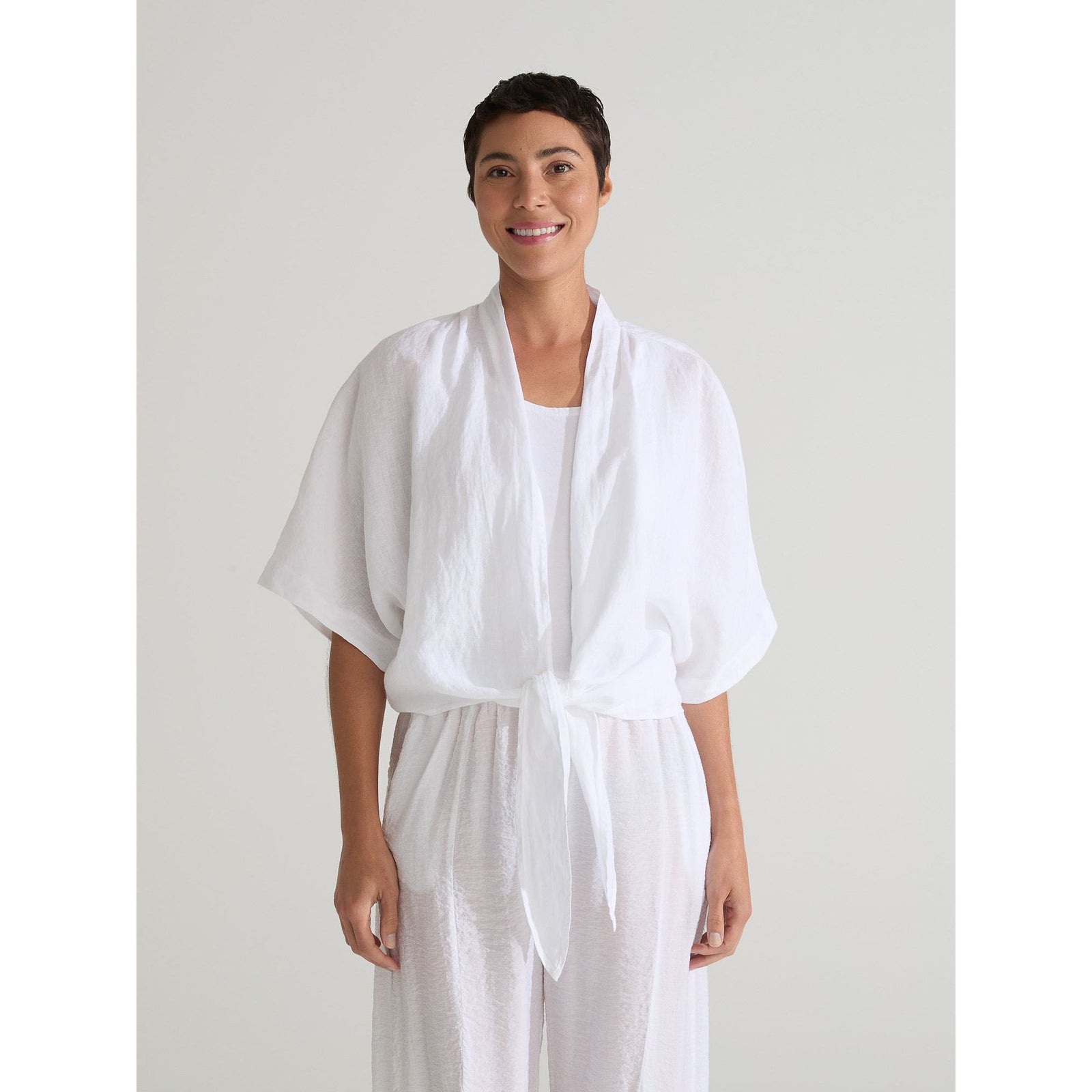 One Size Tie Wrap - White - Zinnias Gift Boutique