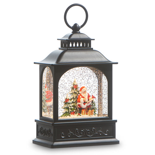 9.75&quot; Santa in Forest Lighted Water Lantern - Zinnias Gift Boutique