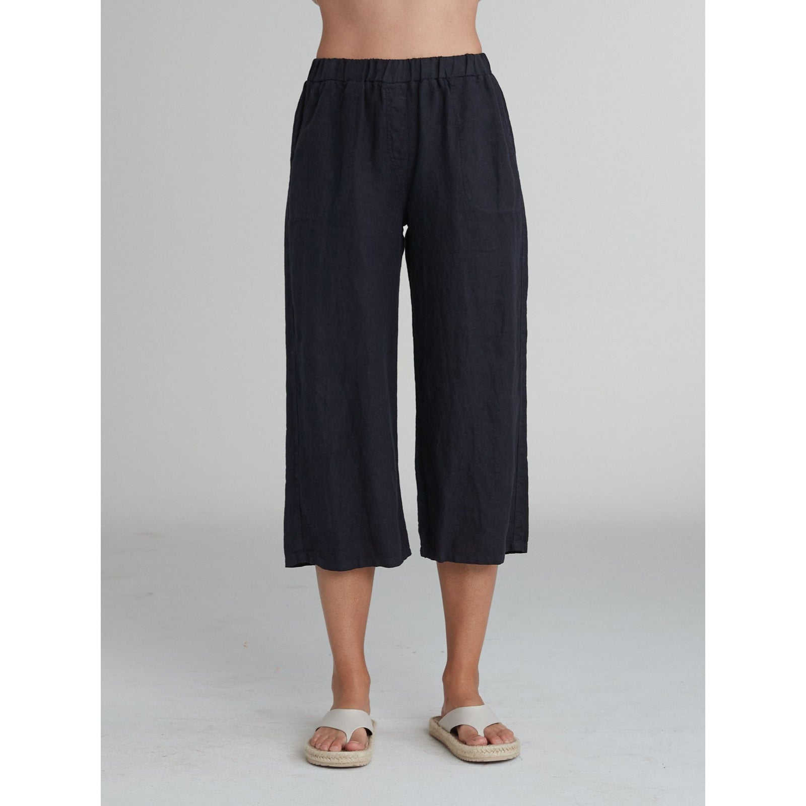 Solid Linen Easy Crop Pant - Zinnias Gift Boutique