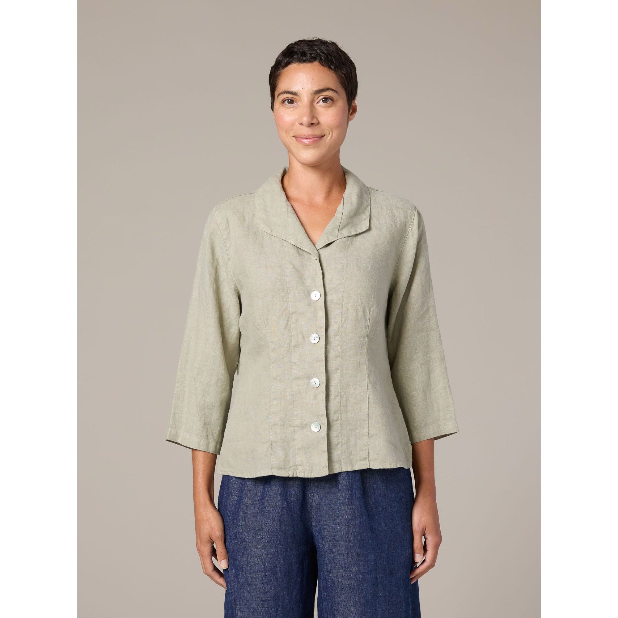 3/4 Sleeve Collared Shirt - Zinnias Gift Boutique