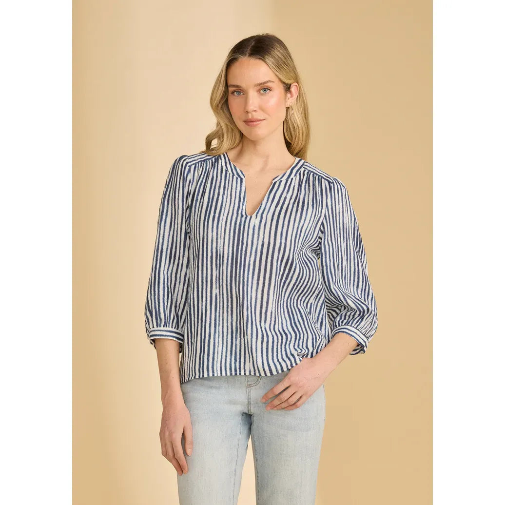3/4 Sleeve Popover Blouse - Zinnias Gift Boutique