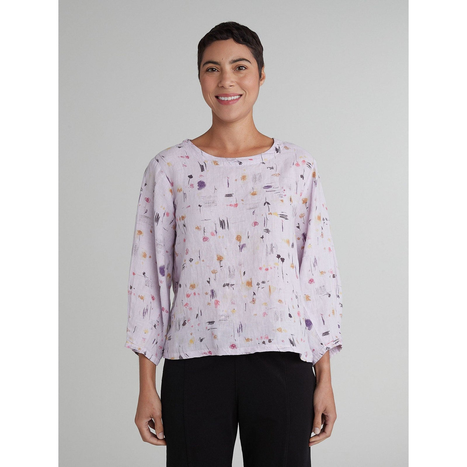 Lantern Sleeve Graffiti Top - Dawn - Zinnias Gift Boutique