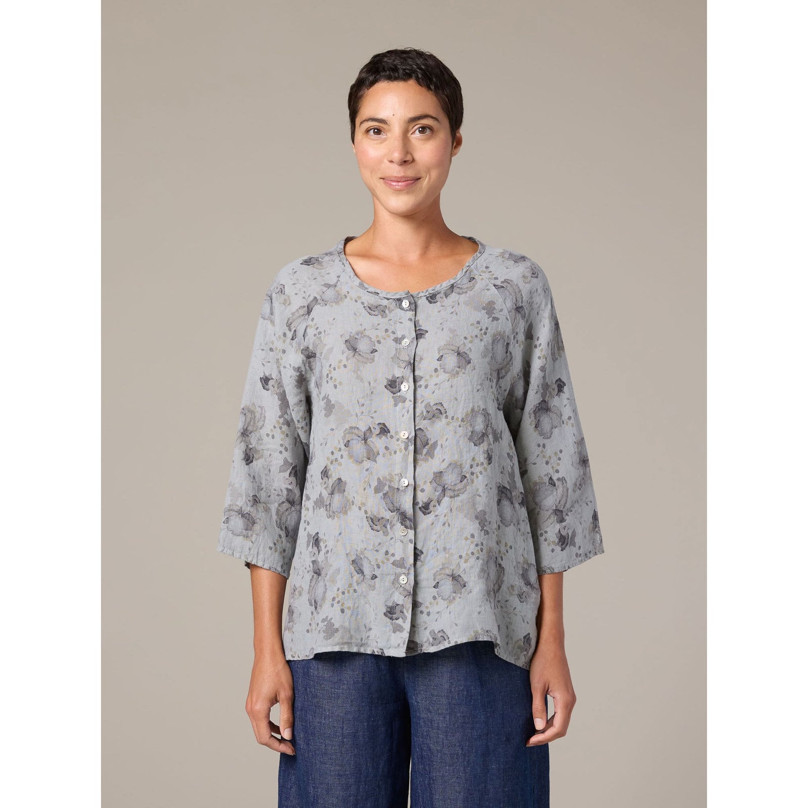 Collarless Shirt - Zinnias Gift Boutique