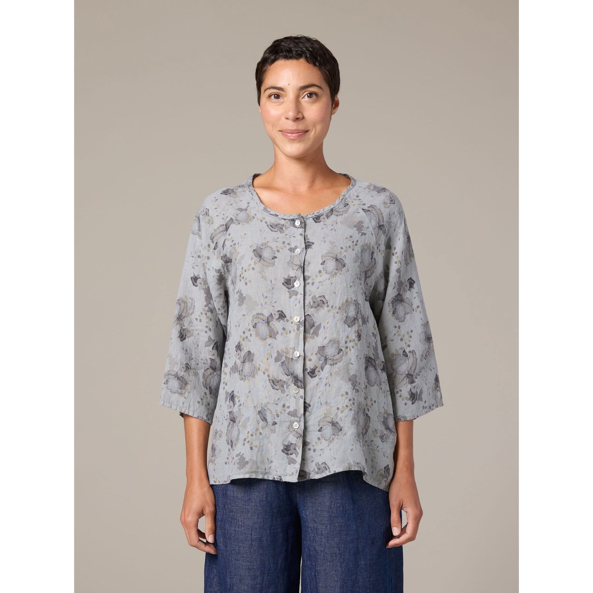Collarless Shirt - Zinnias Gift Boutique