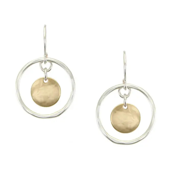 Small Hanging Disc Wire Earrings