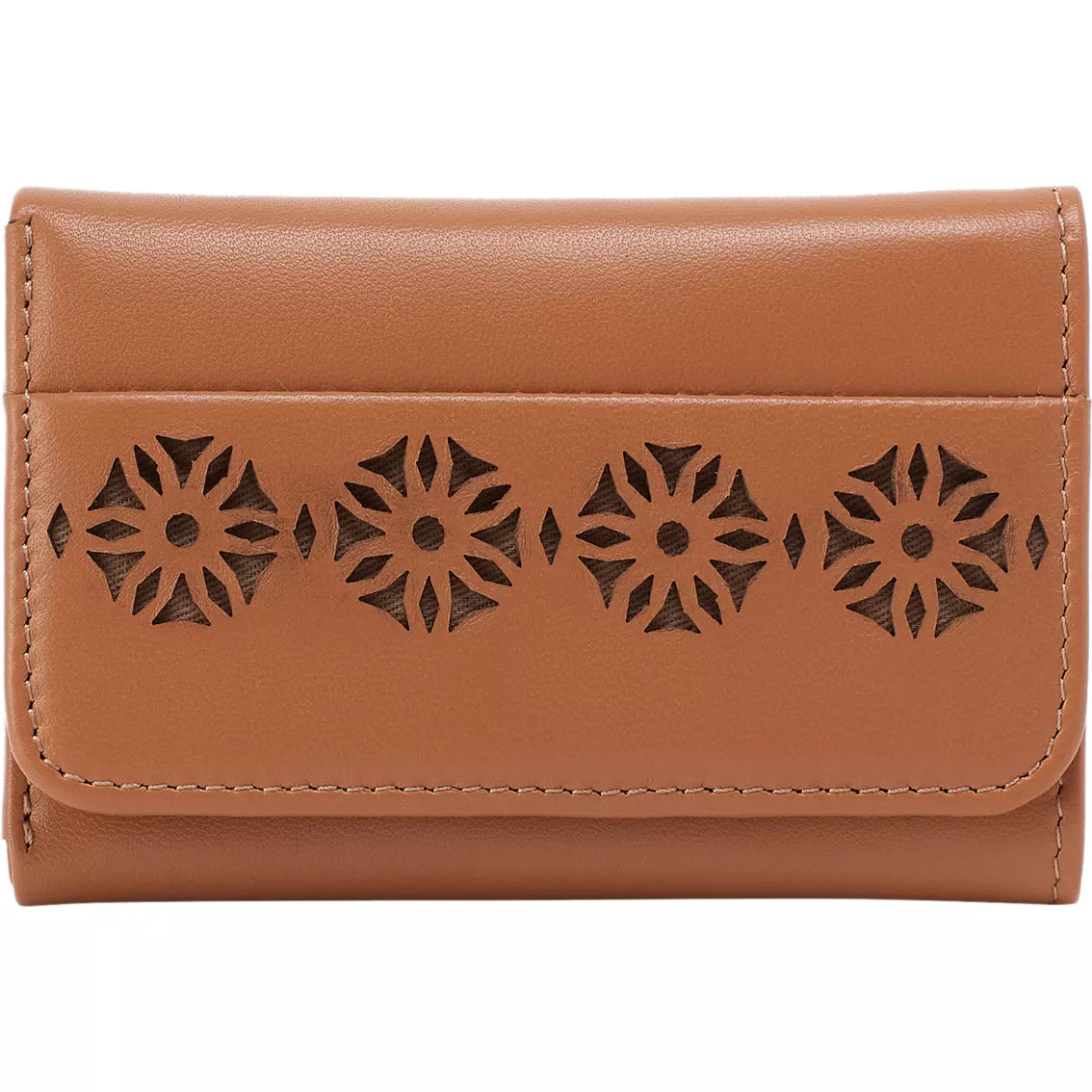 Hobo Jill trifold wallet in leather with multiple card slots and a secure fold-over design.