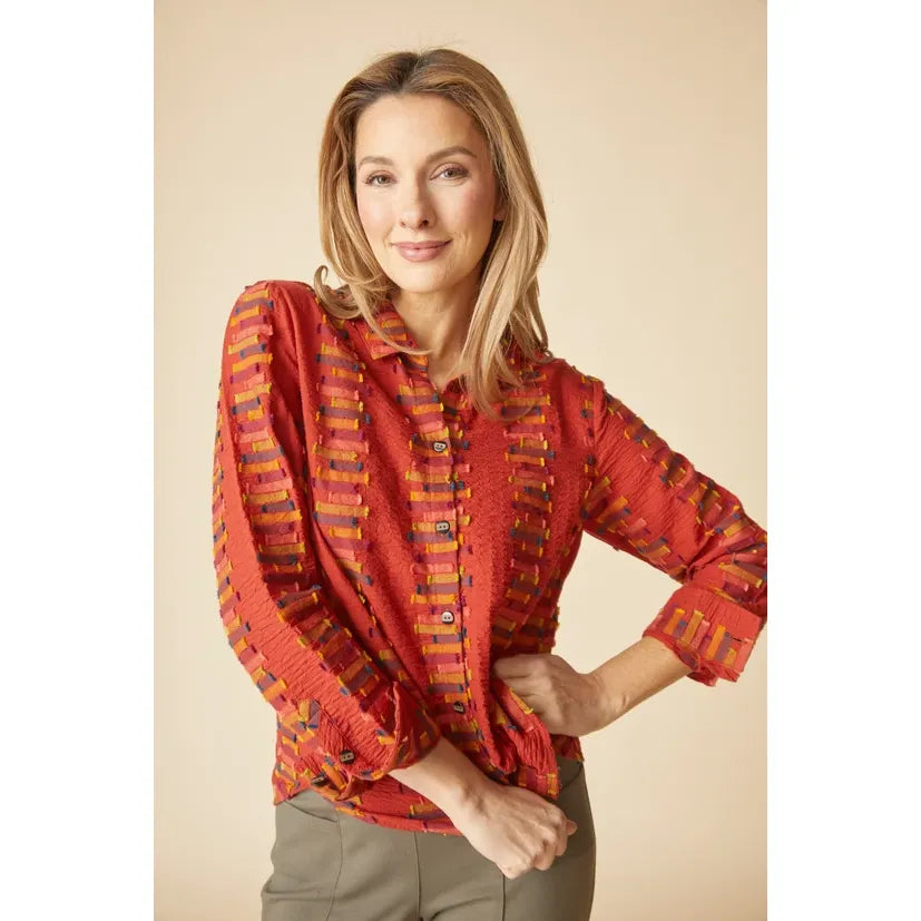 Embroidered Cotton Stripe Shirt