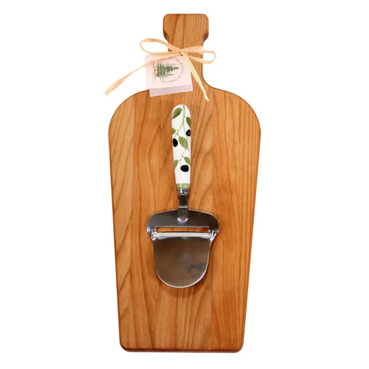Large Wine Bottle Board with Cheese Planer - Zinnias Gift Boutique