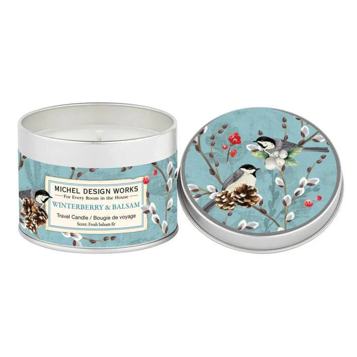 Winterberry &amp; Balsam Travel Candle - Zinnias Gift Boutique