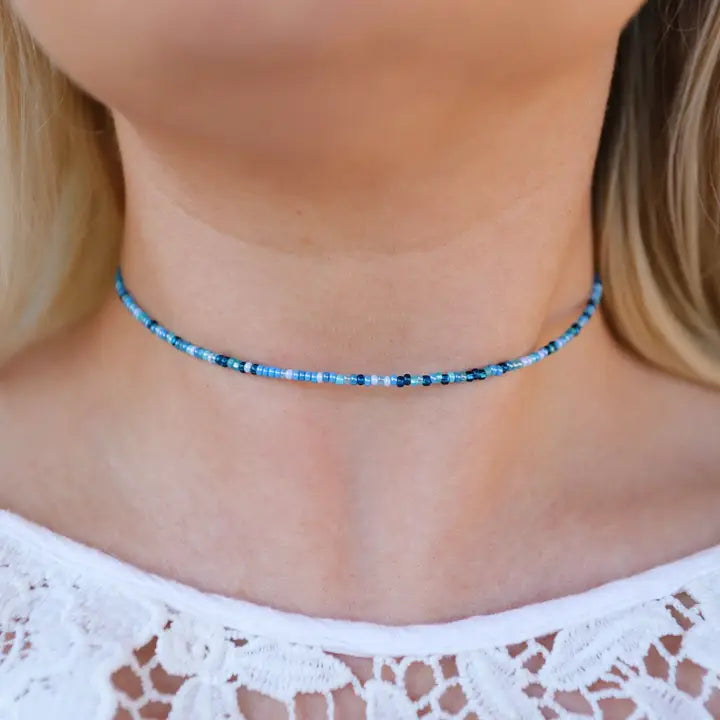 Bohemians Closet Surfside Seed Beaded Choker Necklace with colorful small beads, stylish jewelry for layered or everyday wear.