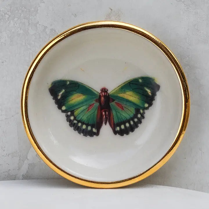 Emerald Green Butterfly Trinket Dish - Zinnias Gift Boutique