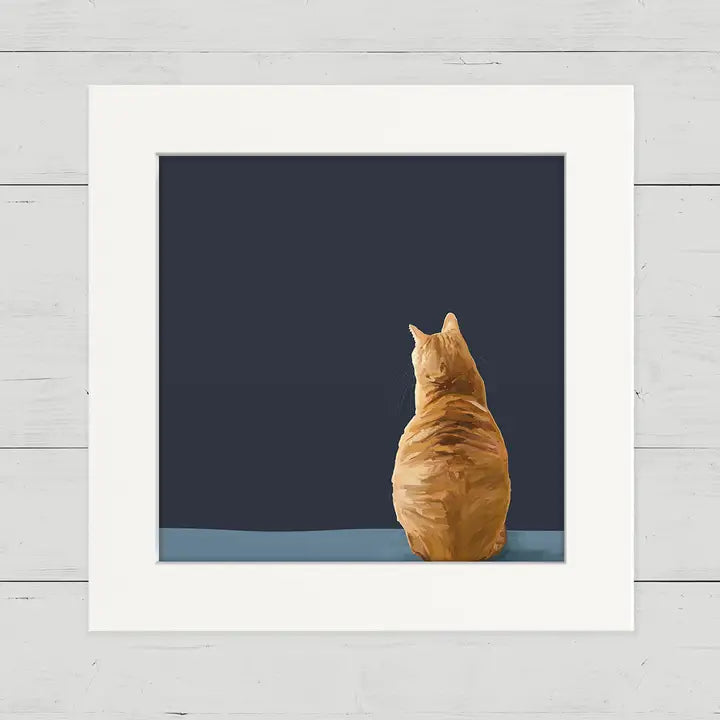 Feline Friends - Pondering Orange Tabby Happy Square - Zinnias Gift Boutique