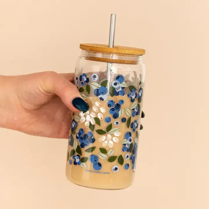 Blueberry Field Glass Can - Zinnias Gift Boutique