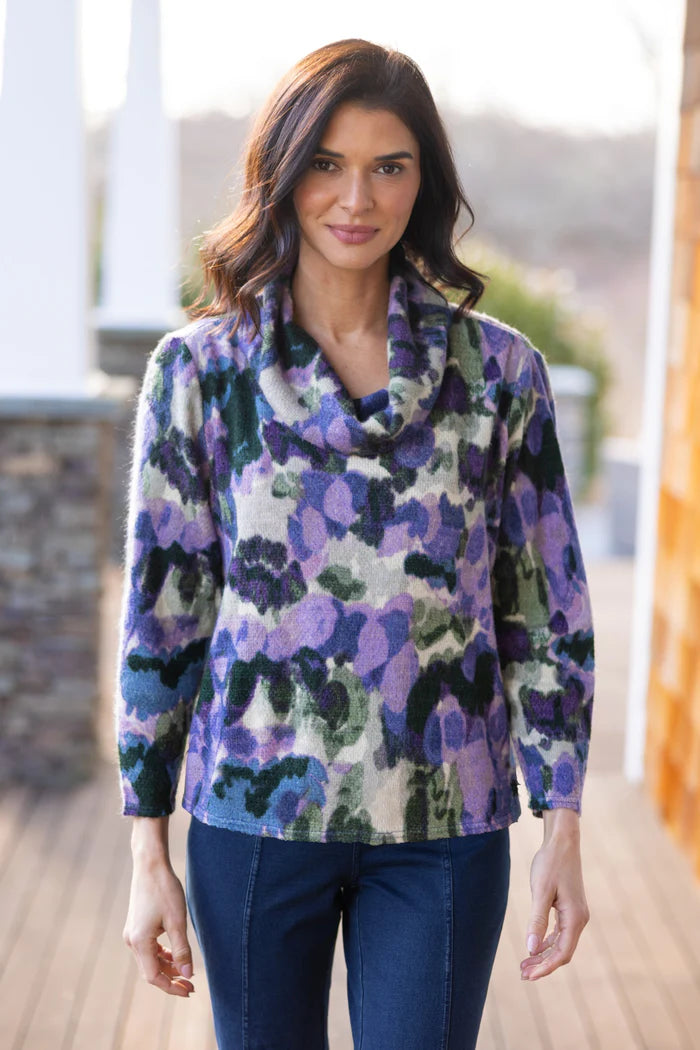 Aspen Knit Brushstroke Print Pullover - Midnight