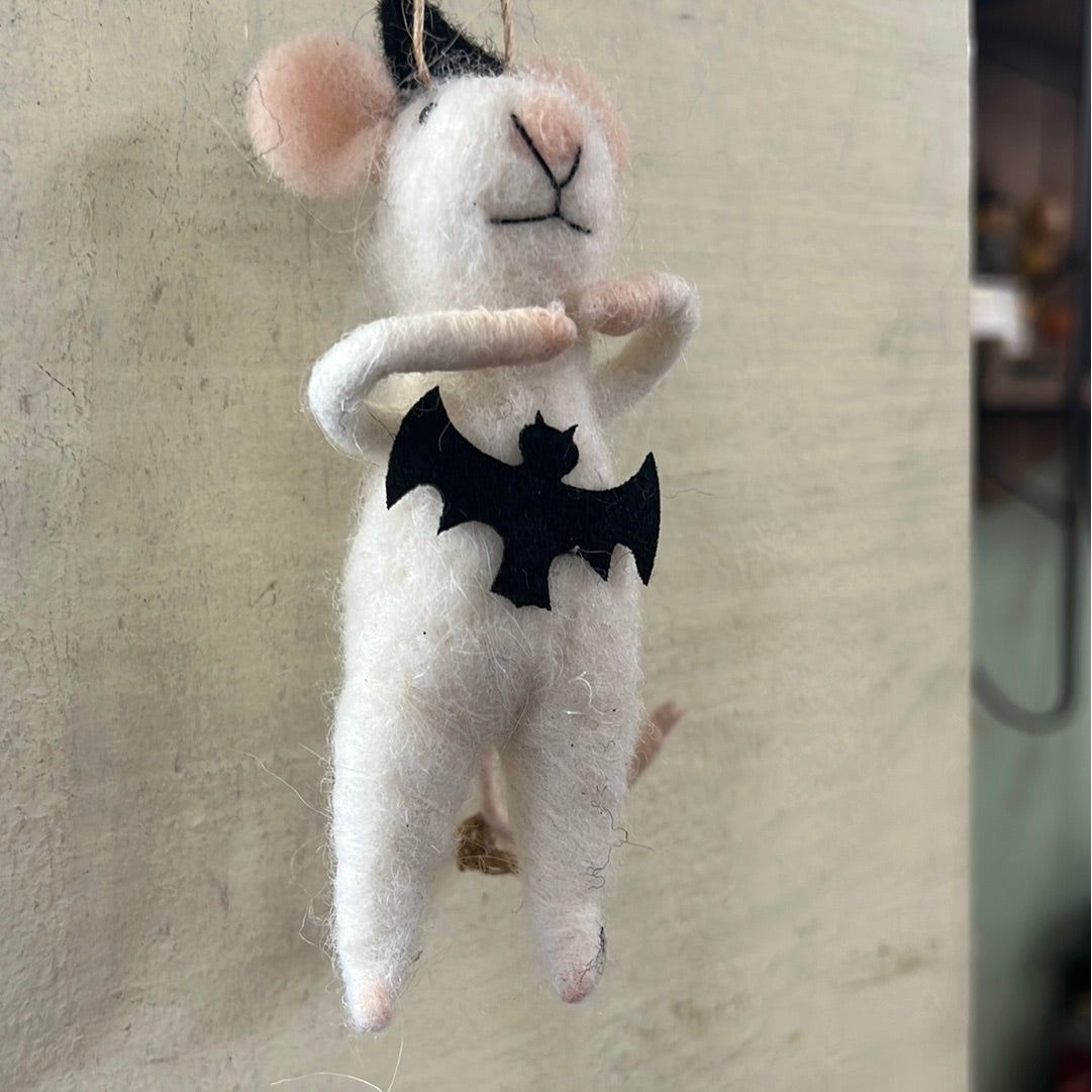 Mouse Wool Spun Halloween Hanger - Zinnias Gift Boutique