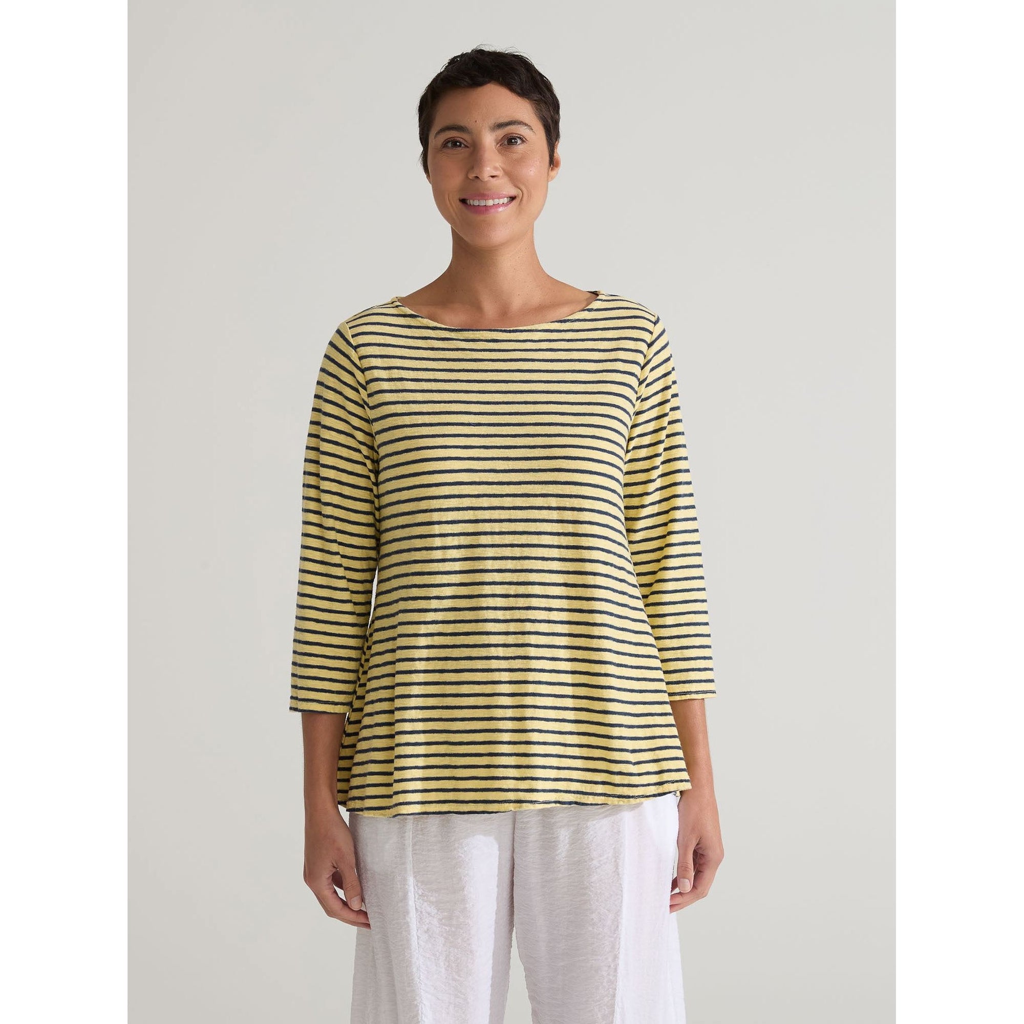 3/4 Sleeve Aline Stripe Boatneck - Zinnias Gift Boutique