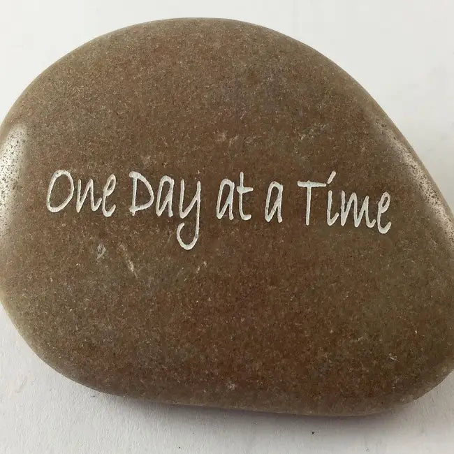 Inspirational Engraved River Rock - One Day At A Time - Zinnias Gift Boutique