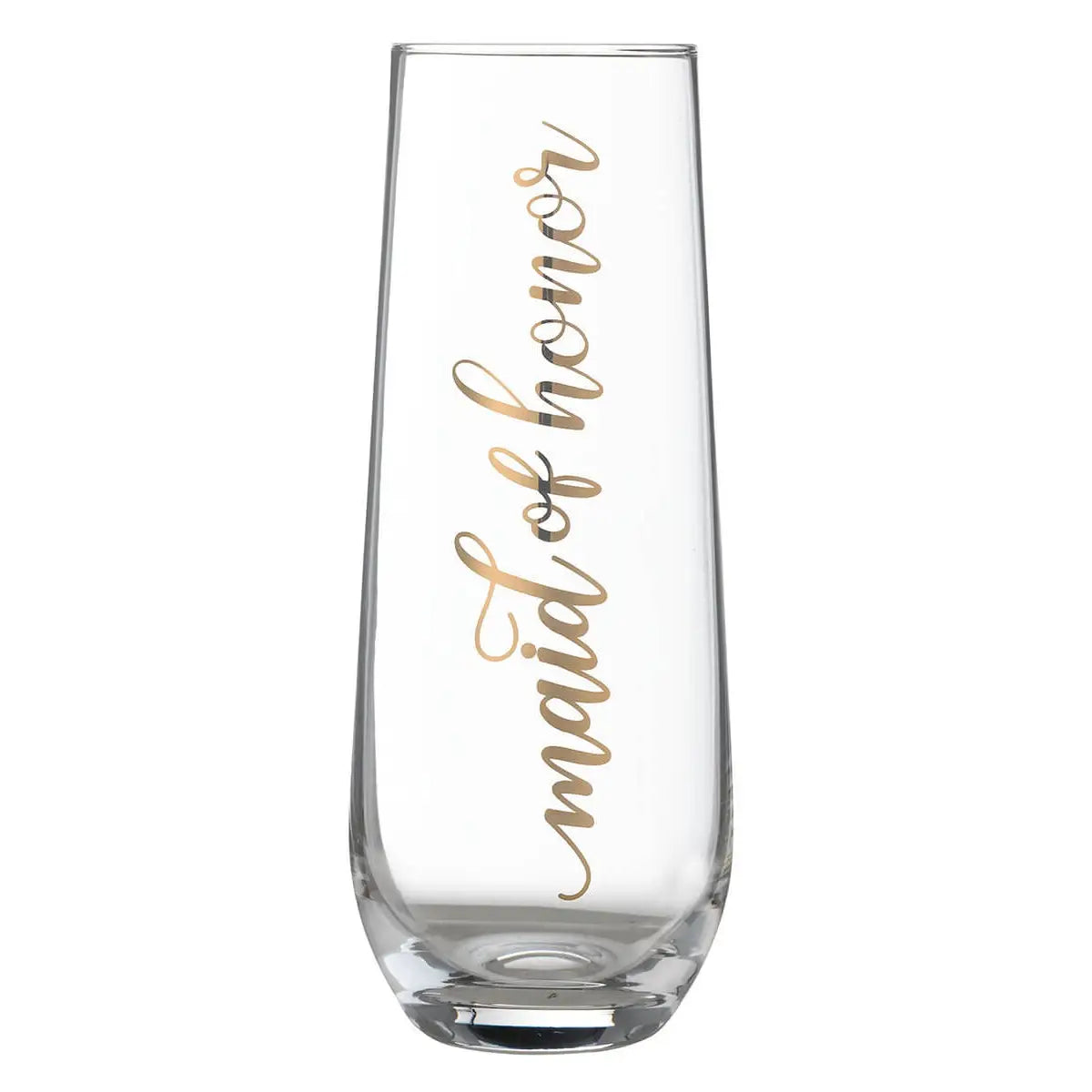 Gold "Maid of Honor" Stemless Champagne Glass - Zinnias Gift Boutique