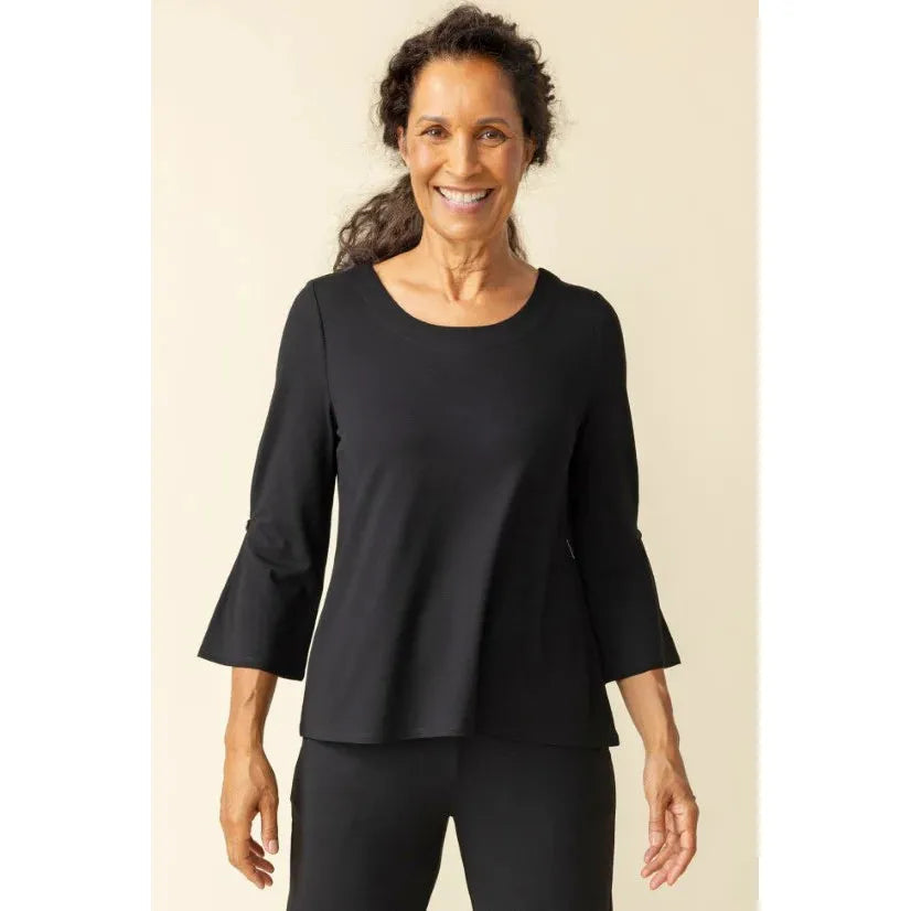 Core Travel Solid Pleated Tee - Black - Zinnias Gift Boutique