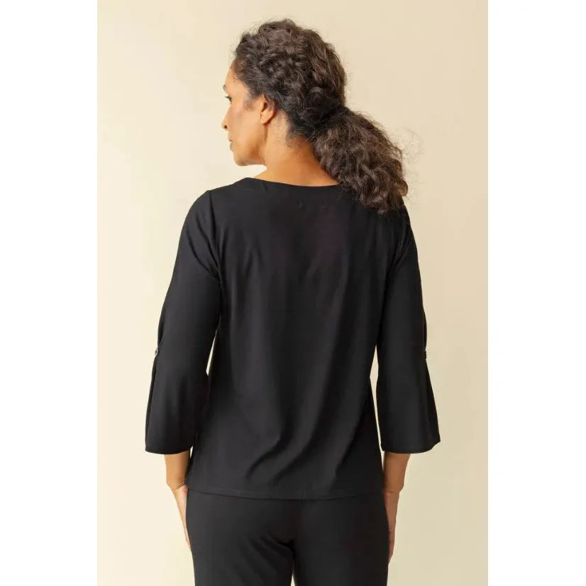 Core Travel Solid Pleated Tee - Black - Zinnias Gift Boutique