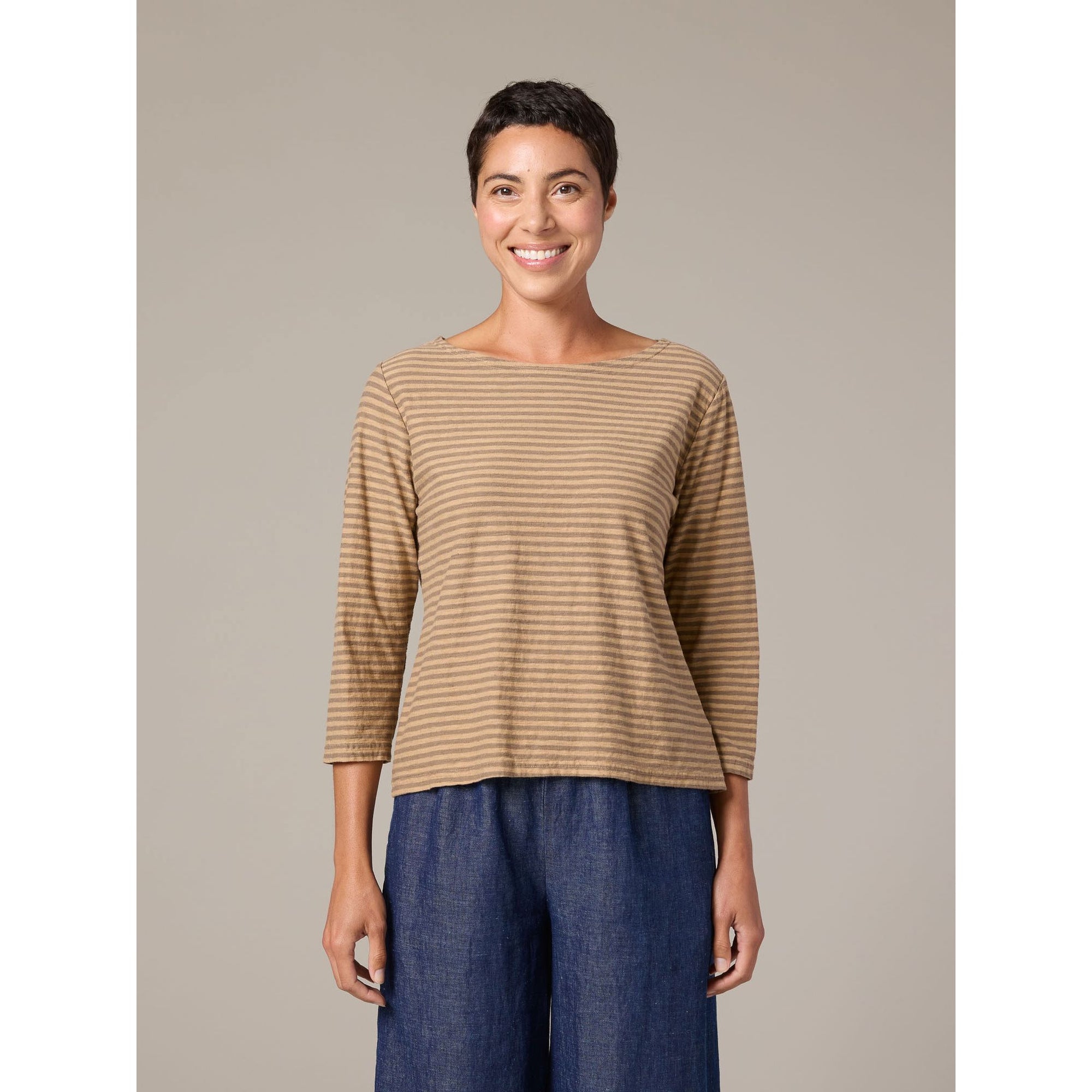 3/4 Sleeve Boatneck Tee - Zinnias Gift Boutique