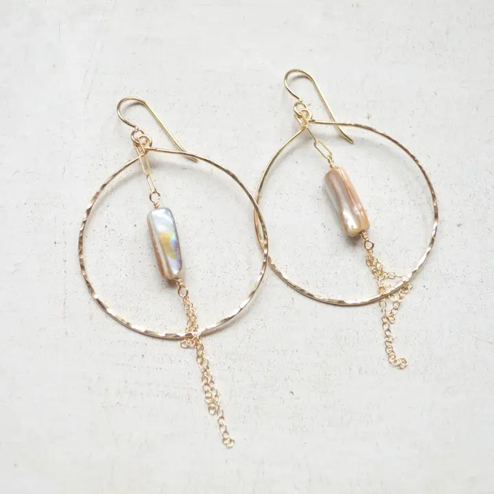 Mother Of Pearl Hoop Earrings - Zinnias Gift Boutique