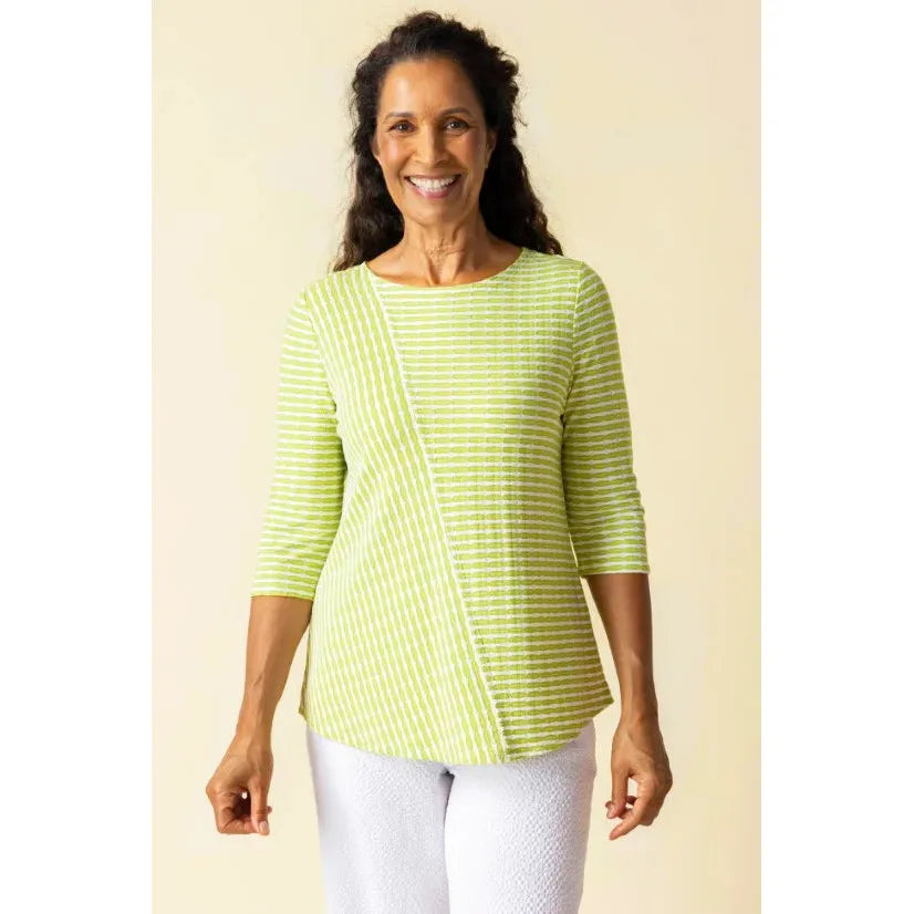 Uptown Stripe Swing Tee - Leaf - Zinnias Gift Boutique