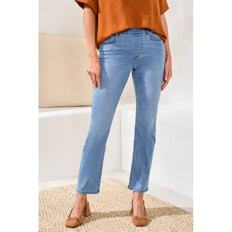 Sophia Curvy Pull-On Straight Leg Jeans - Zinnias Gift Boutique