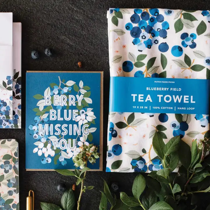 Blueberry Field Tea Towel - Zinnias Gift Boutique